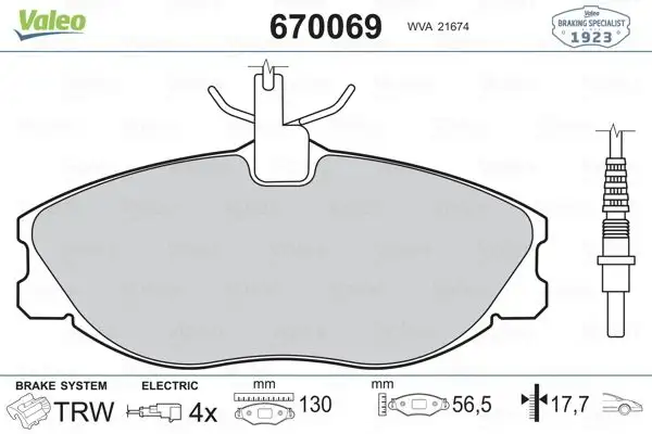 VALEO 670069 Ön Fren Balatası resmi