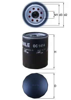 MAHLE OC1414 Yağ Filtresi GK2Q6714AA resmi