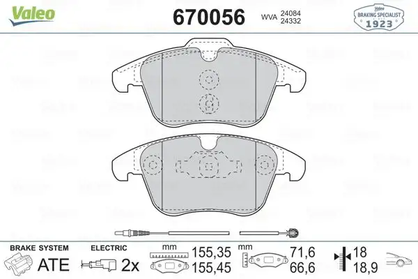 VALEO 670056 Ön Fren Balatası resmi