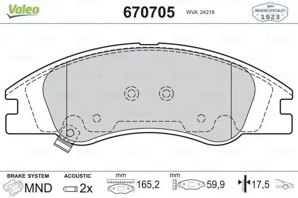 VALEO 670705 Ön Fren Balatası resmi