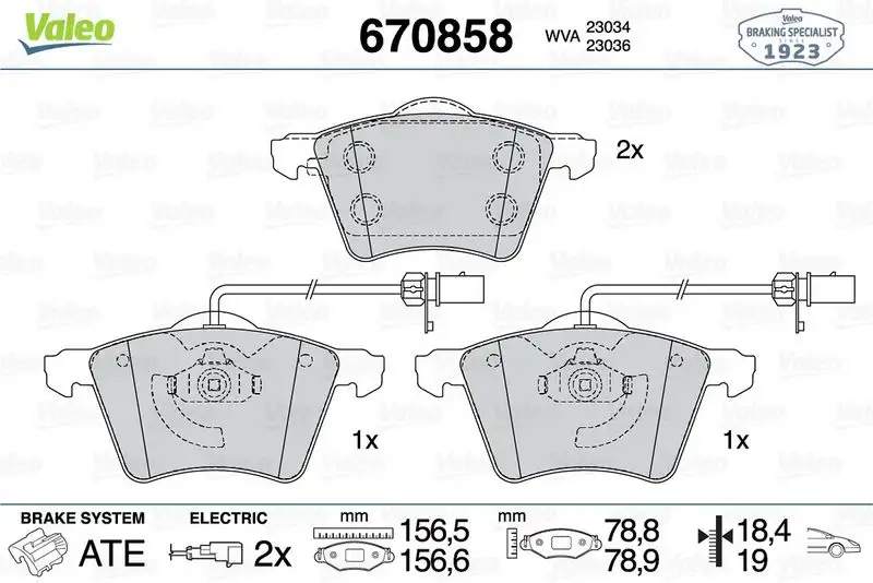 VALEO 670858 Ön Fren Balatası 7D0698151A resmi