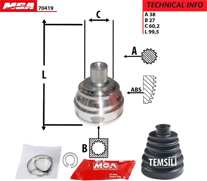 MGA 70419 Aks Kafası (Dış) 701498099B resmi