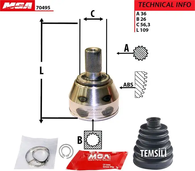 MGA 70495 Aks Kafası (Sol Dış) 3M513A328BF resmi
