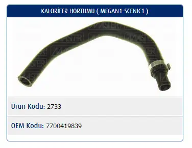 MASTER M2733 Kalorifer Hortumu 7700419839 resmi