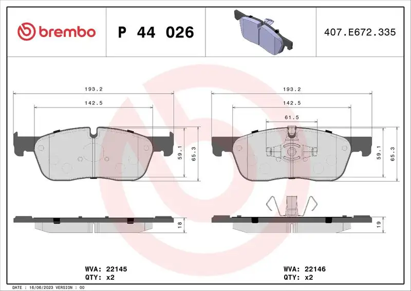 BREMBO P44026X Ön Fren Balatası resmi