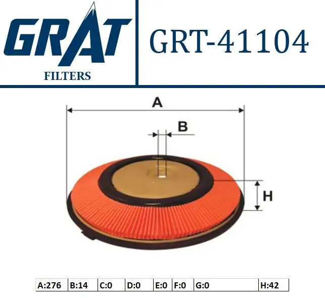 GRAT 41104 Hava Filtresi 1654688A00 resmi