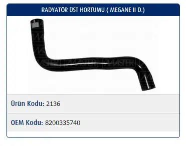MASTER M2136 Radyatör Üst Hortumu 8200335740 resmi