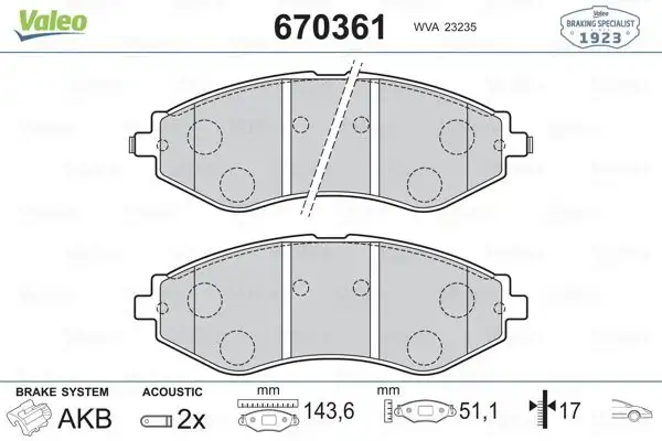 VALEO 670361 Ön Fren Balatası resmi