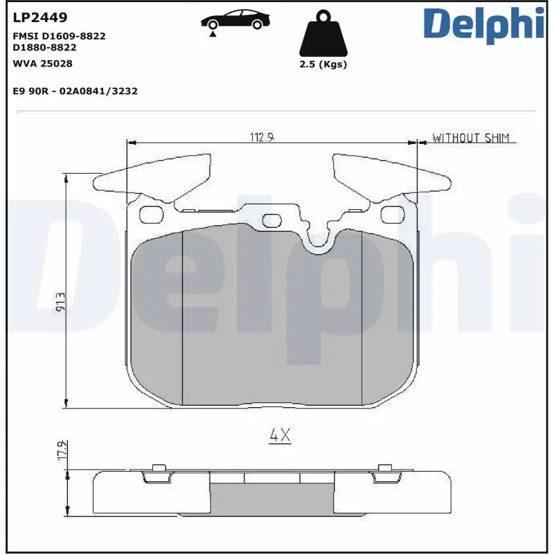 DELPHI LP2449 Ön Fren Balatası resmi