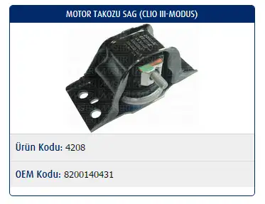 MASTER M4208 Motor Takozu (Sağ) 8200140431 resmi