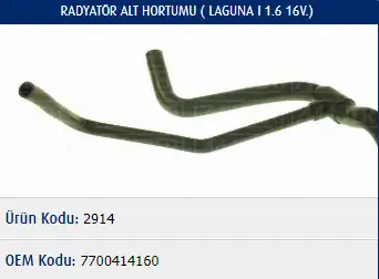 MASTER M2914 Radyatör Alt Hortumu 7700414160 resmi