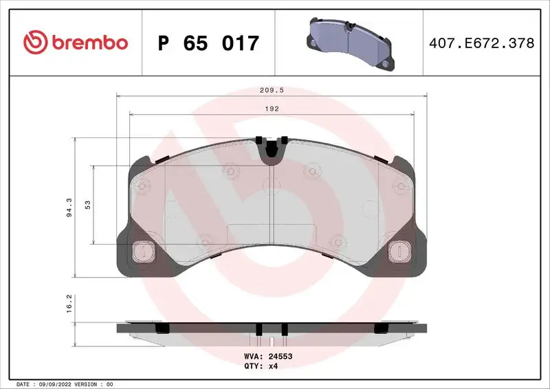 BREMBO P65017 Ön Fren Balatası resmi