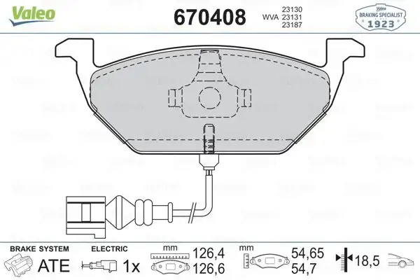 VALEO 670408 Ön Fren Balatası resmi