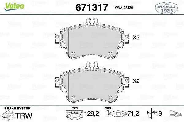 VALEO 671317 Ön Fren Balatası resmi