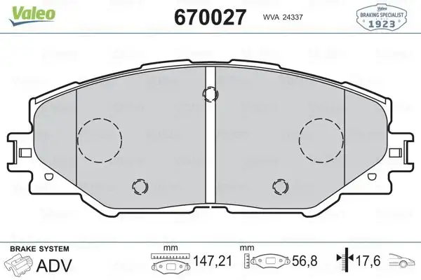 VALEO 670027 Ön Fren Balatası resmi