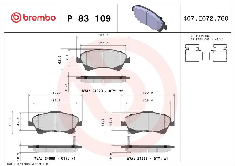 BREMBO P83109 Ön Fren Balatası resmi
