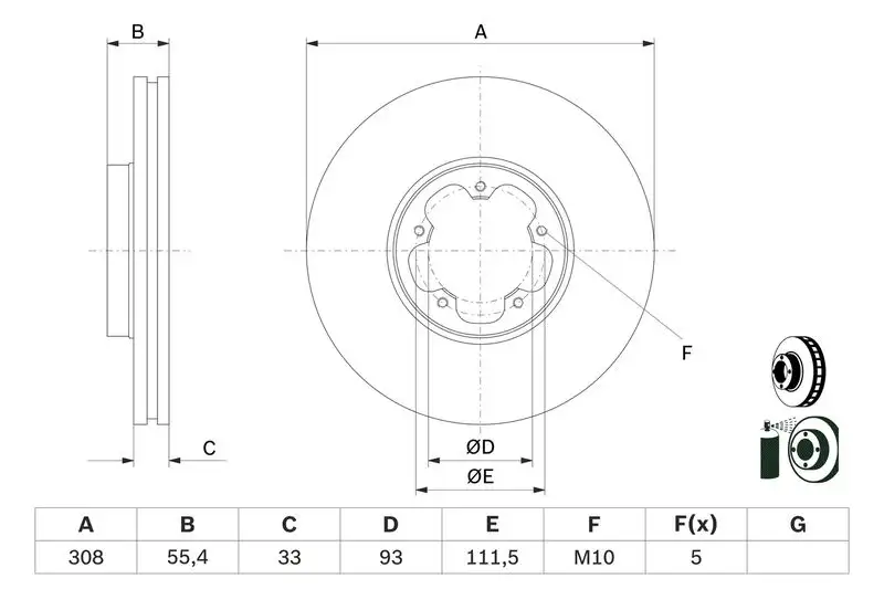 BOSCH 0986479D40 Ön Fren Diski resmi