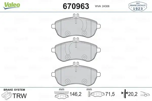 VALEO 670963 Ön Fren Balatası resmi