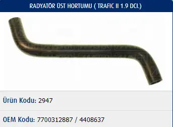 MASTER M2947 Radyatör Üst Hortumu 7700312887 resmi