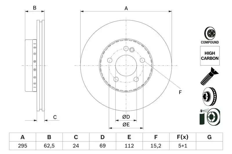 BOSCH 0986479H45 Ön Fren Diski A0004212412 resmi