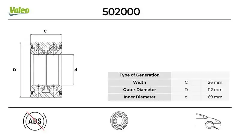 VALEO 502000 Ön Aks Rulmanı 1K0412249B resmi