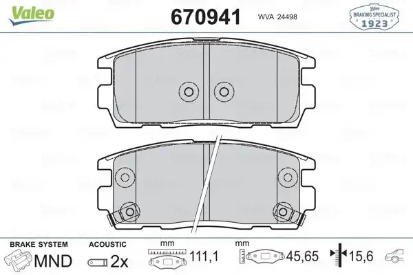 VALEO 670941 Arka Fren Balatası resmi