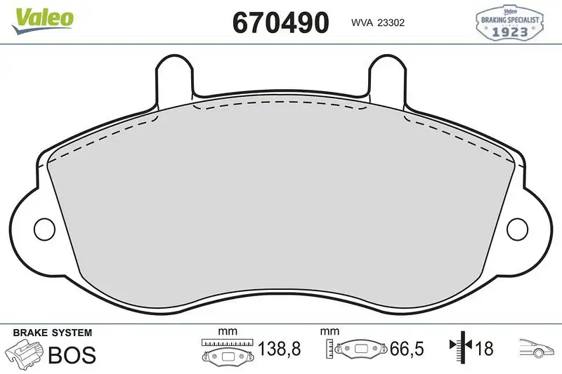 VALEO 670490 Ön Fren Balatası resmi