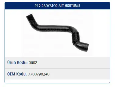 MASTER M0602 Radyatör Alt Hortumu 7700790240 resmi