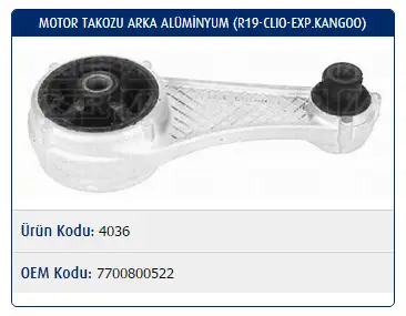 MASTER M4036 Motor Takozu (Arka) 7700800522 resmi