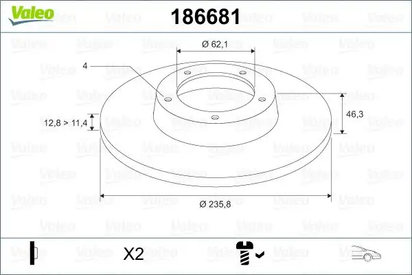 VALEO 186681 Ön Fren Diski 2415019 resmi