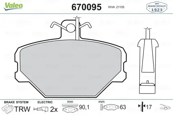VALEO 670095 Ön Fren Balatası resmi