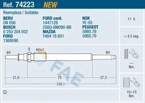 FAE 74223 Kızdırma Bujisi resmi
