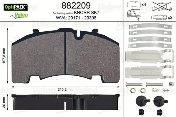 VALEO 882209 Arka Fren Balatası resmi