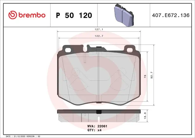 BREMBO P50120 Ön Fren Balatası resmi
