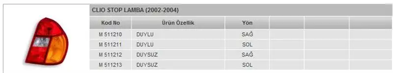 MARS 511210 Stop Lambası (Sağ) 7700433744 resmi
