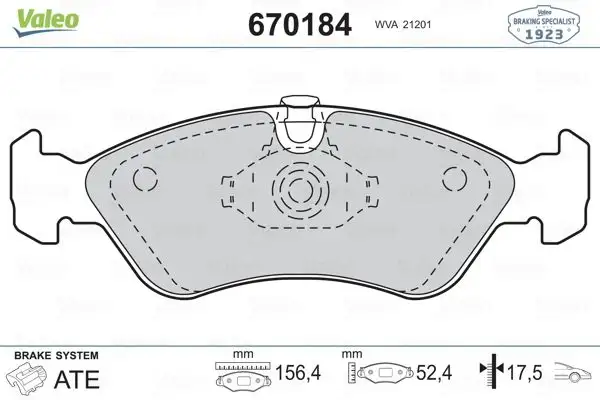 VALEO 670184 Ön Fren Balatası resmi
