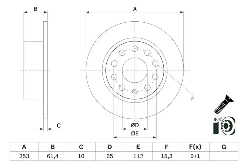 BOSCH 0986479E00 Arka Fren Diski 5Q0615601C resmi