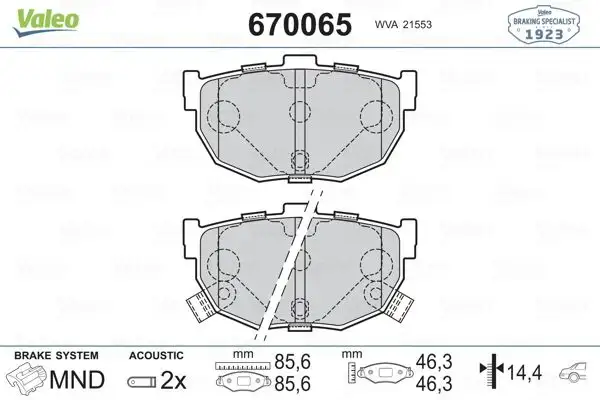 VALEO 670065 Arka Fren Balatası resmi