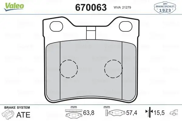 VALEO 670063 Arka Fren Balatası resmi