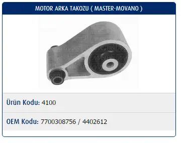 MASTER M4100 Motor Takozu (Arka) 7700308756 resmi
