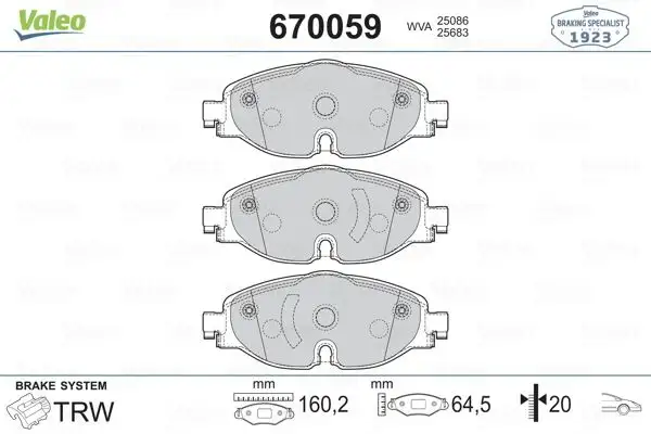 VALEO 670059 Ön Fren Balatası resmi