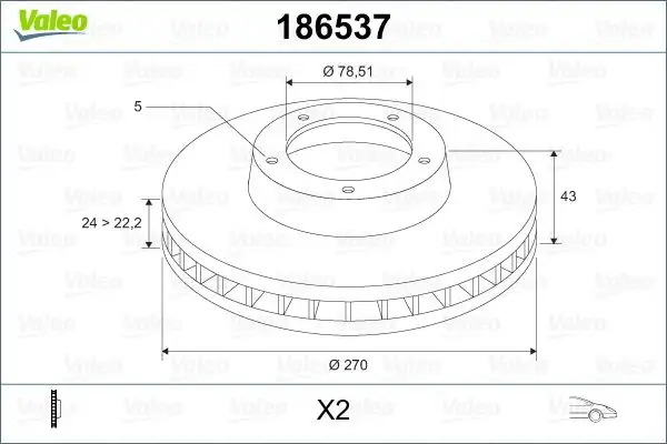 VALEO 186537 Ön Fren Diski 5029816 resmi