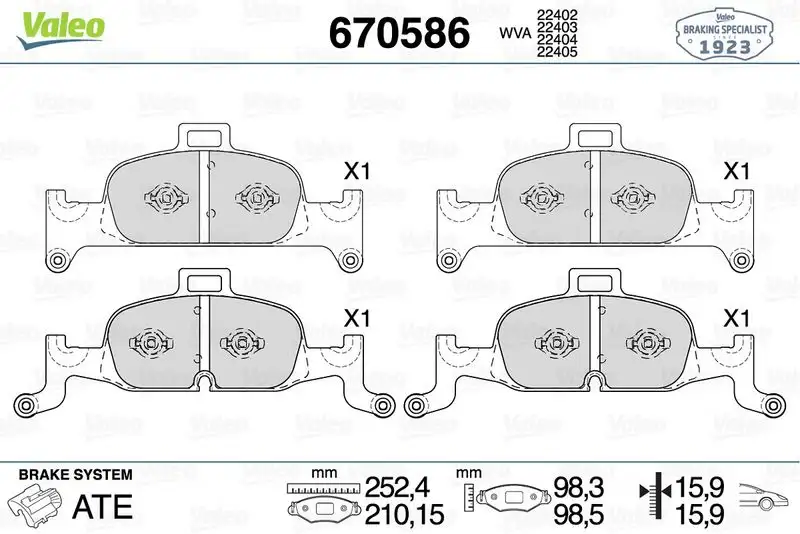VALEO 670586 Ön Fren Balatası resmi