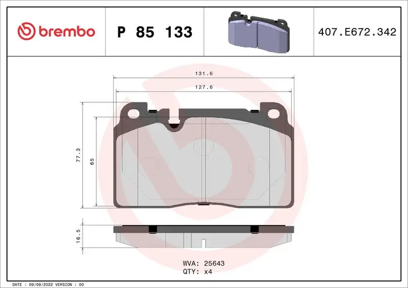 BREMBO P85133 Ön Fren Balatası resmi