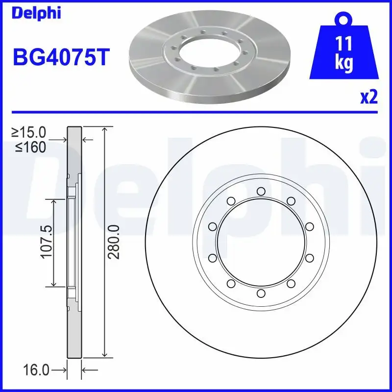 DELPHI BG4075T Arka Fren Diski resmi