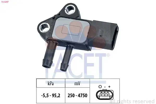 FACET 10.3297 Egzoz Basınç Sensörü 07Z906051A resmi