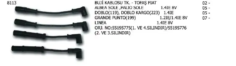 ÜNÜVAR 8113 Buji Kablosu 55195776 resmi