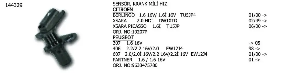 ÜNÜVAR 144329 Krank Sensörü 9633475780 resmi