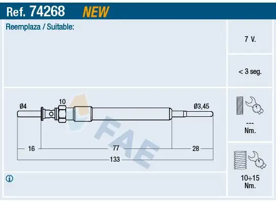 FAE 74268 Kızdırma Bujisi 12237803368 resmi