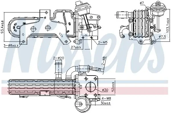 NISSENS 989420 EGR Soğutucusu 038131513AD resmi